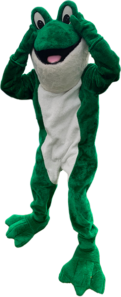 Chuckles the frog mascot
