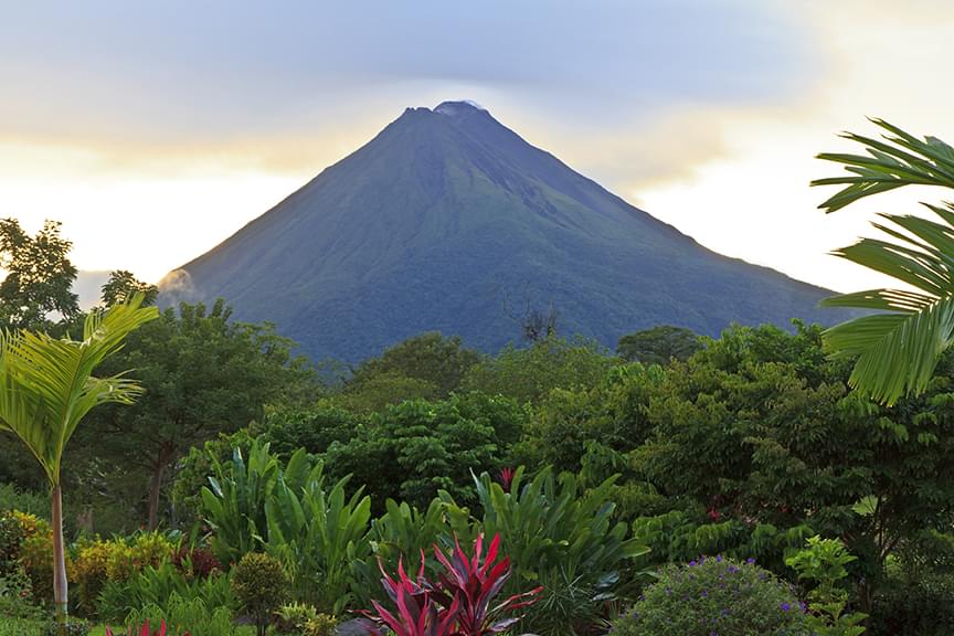 Coast Rica rainforest view of the volcanoes